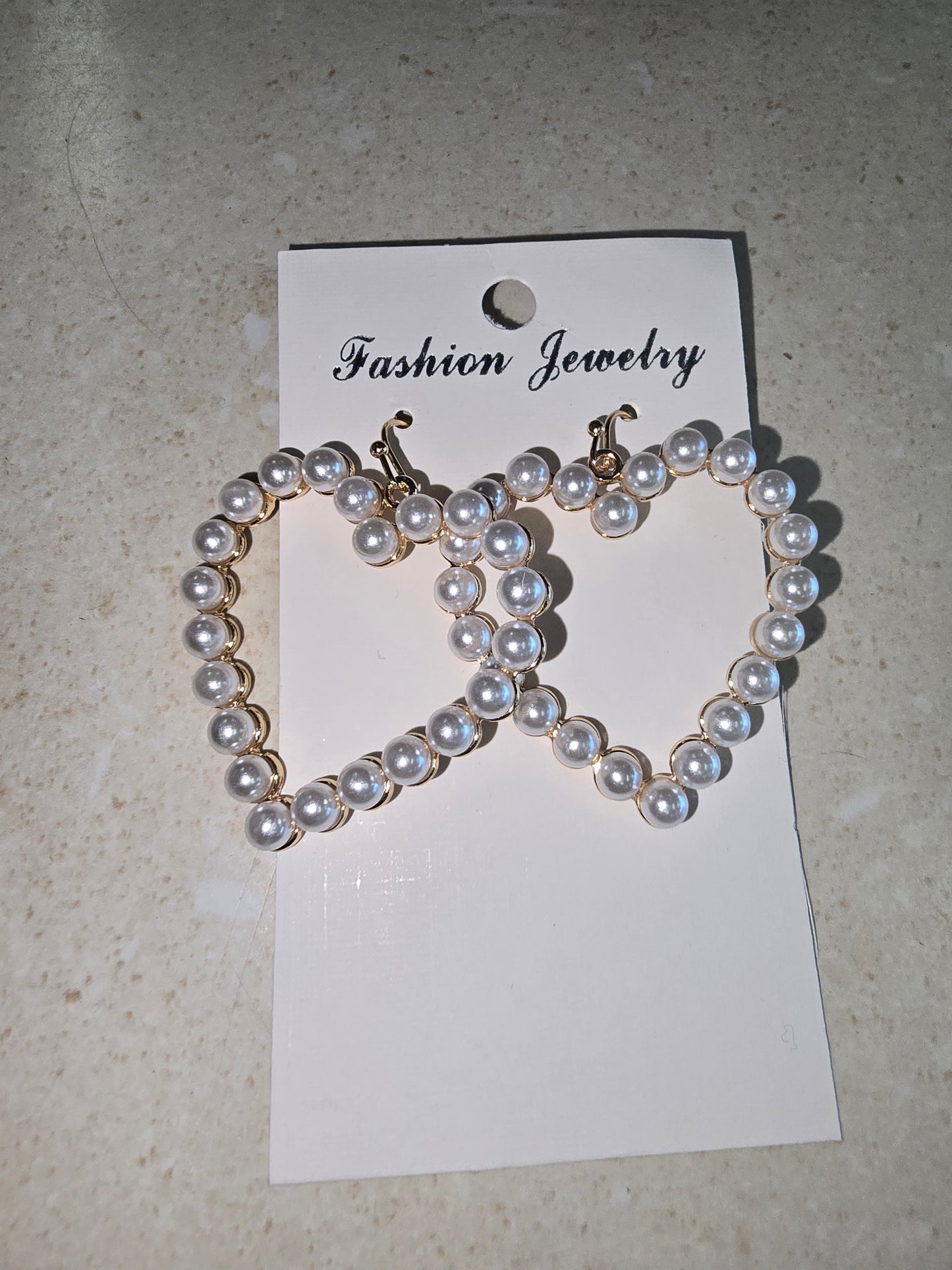 Pearls Heart Earrings