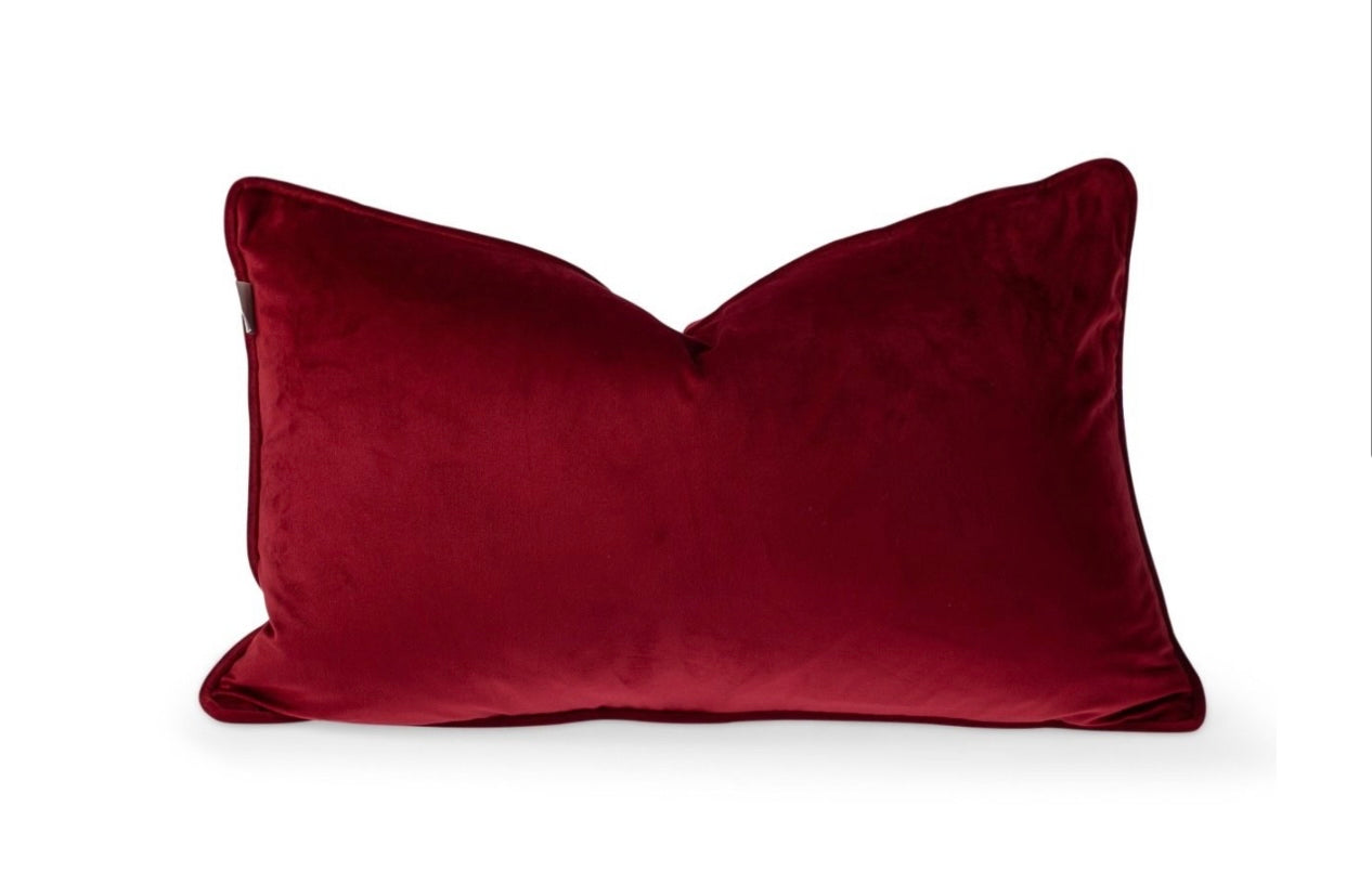Carla Lumber Feather Cushion - Ruby