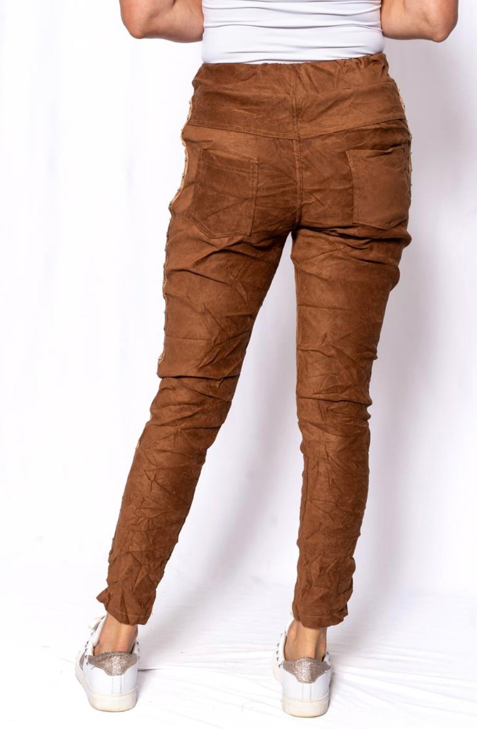Sidi Camel Suede Touch Stretch Pant With Diamante Stud trim