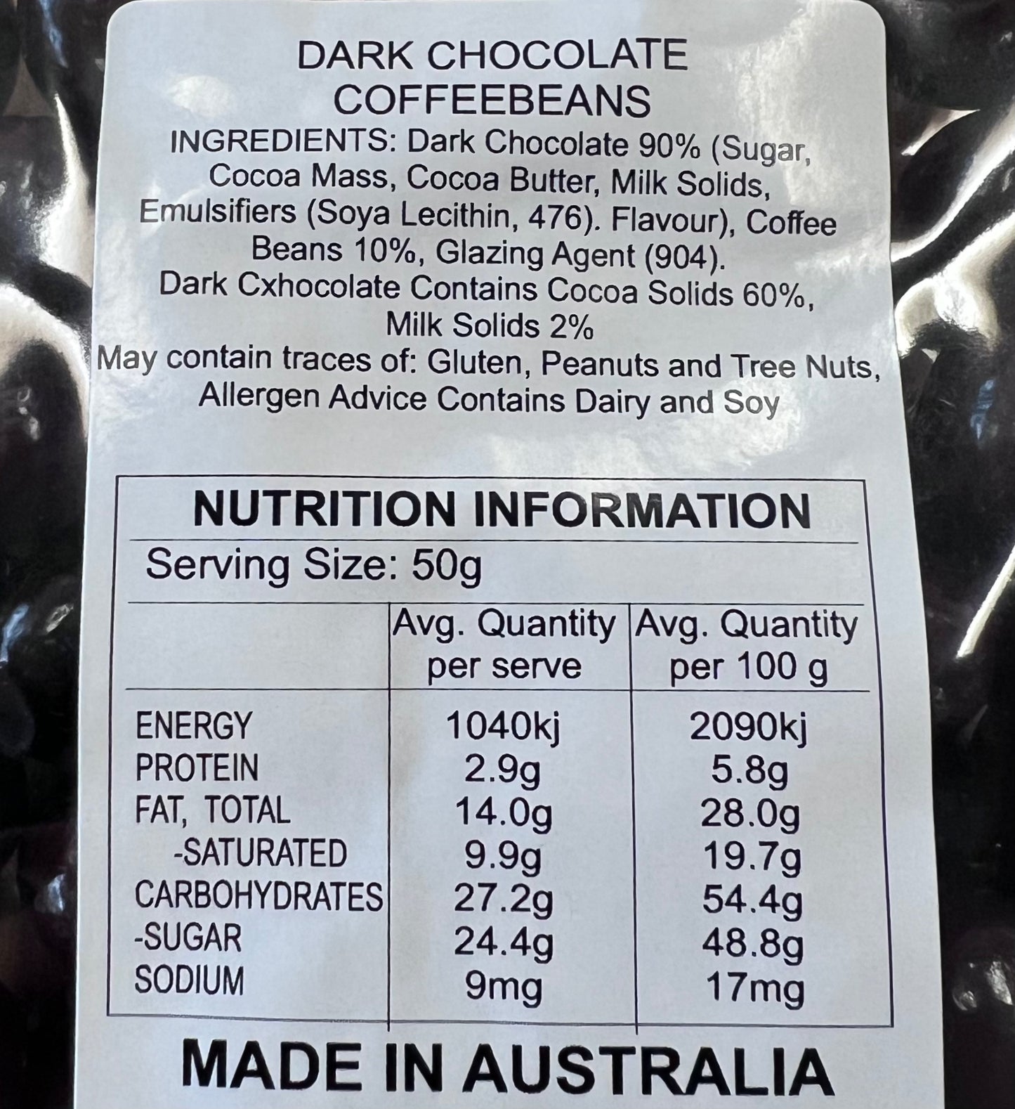 Dark Chocolate Coffee Beans