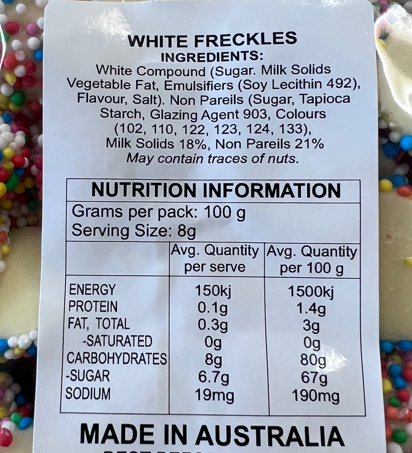 White Chocolate Freckles