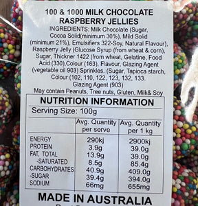 100 + 1000 Milk Chocolate Raspberry Jelly