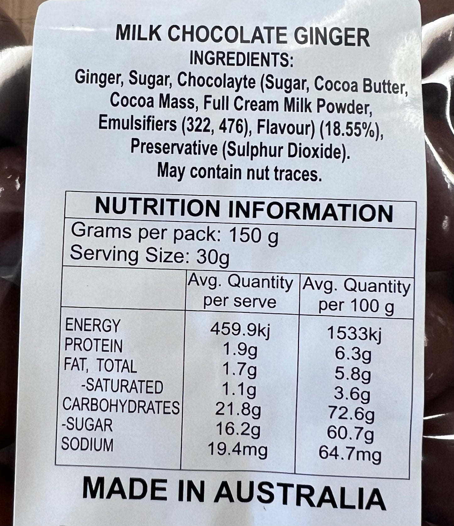 Milk Chocolate Ginger