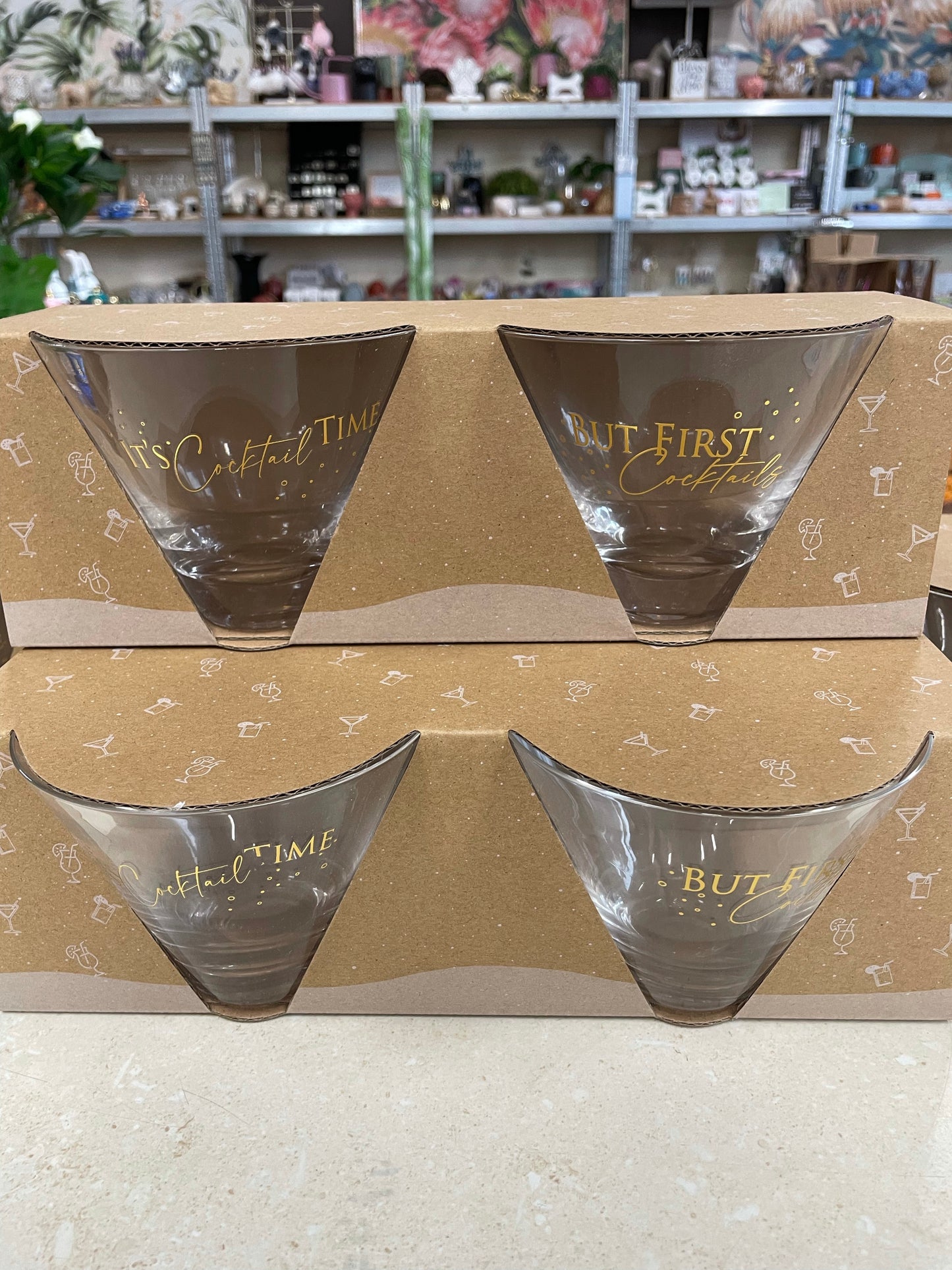 ‘It’s Cocktail Time’ glasses set/2