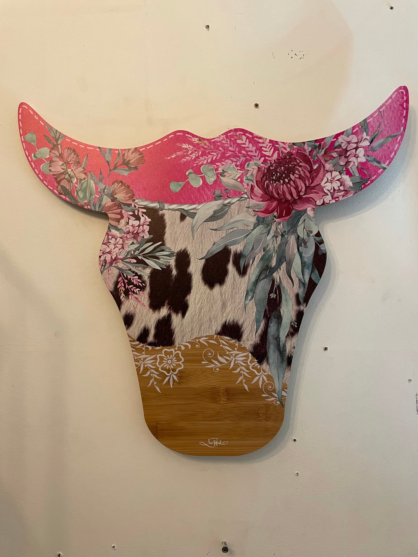 Bamboo Cow Head Platter / Wall Hanging