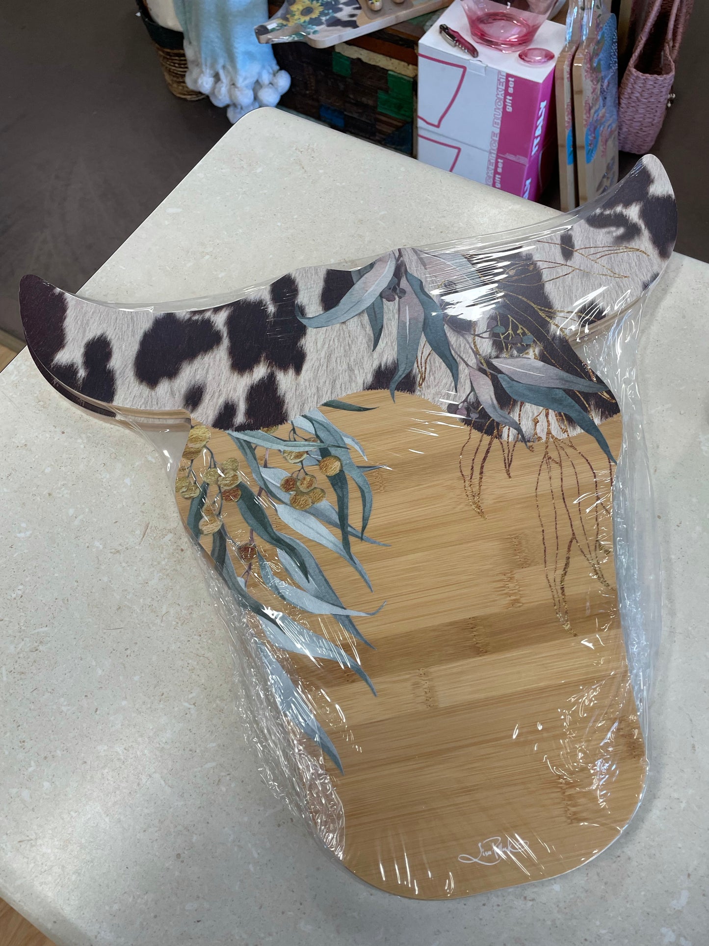 Bamboo Cow Head Platter / Wall Hanging