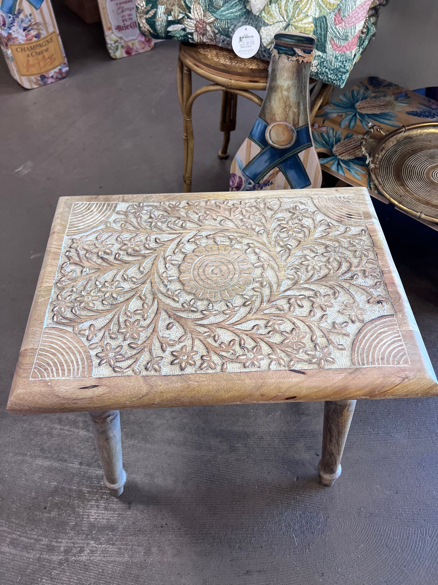 Carved Wooden Side Table