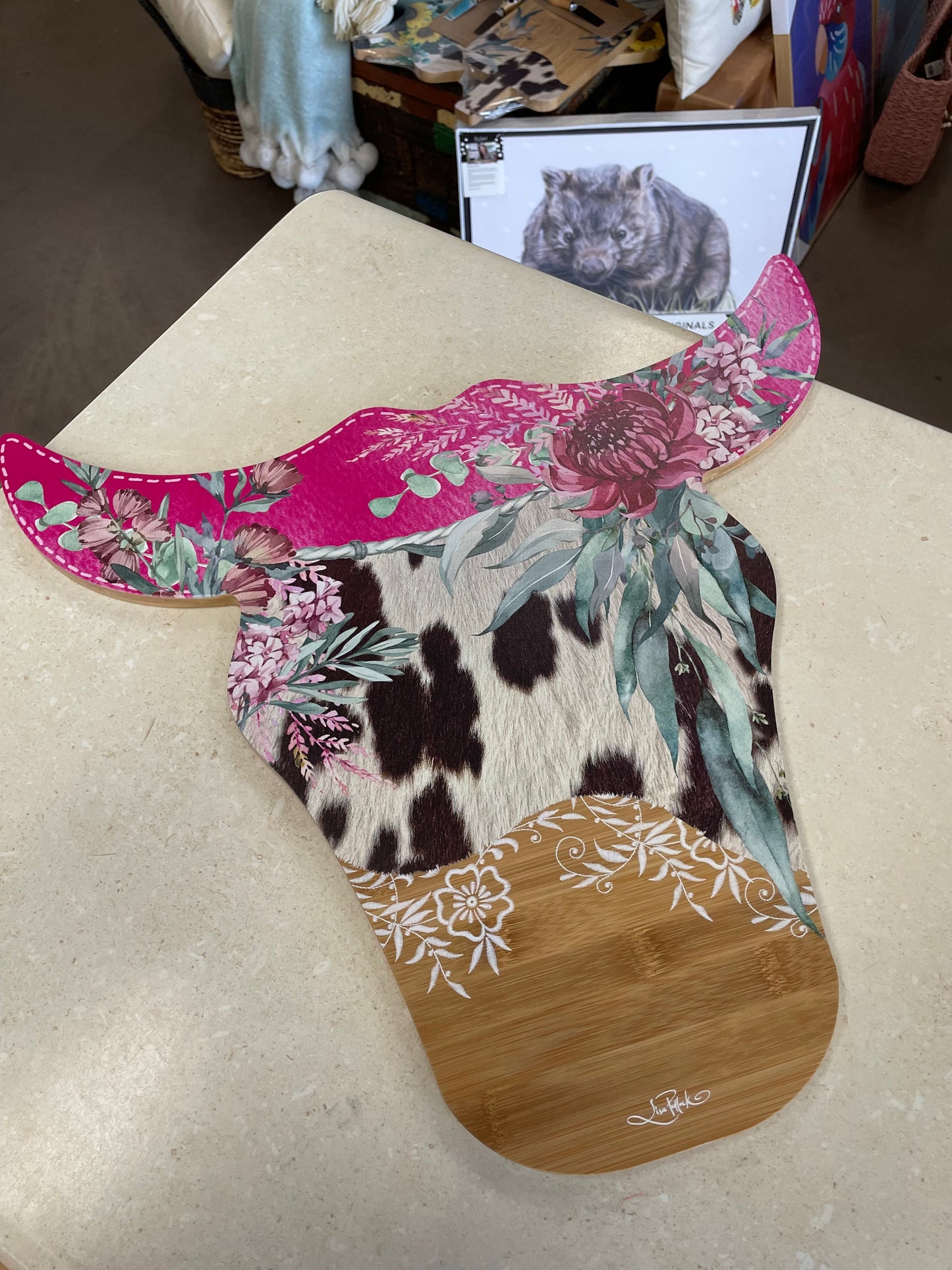 Bamboo Cow Head Platter / Wall Hanging