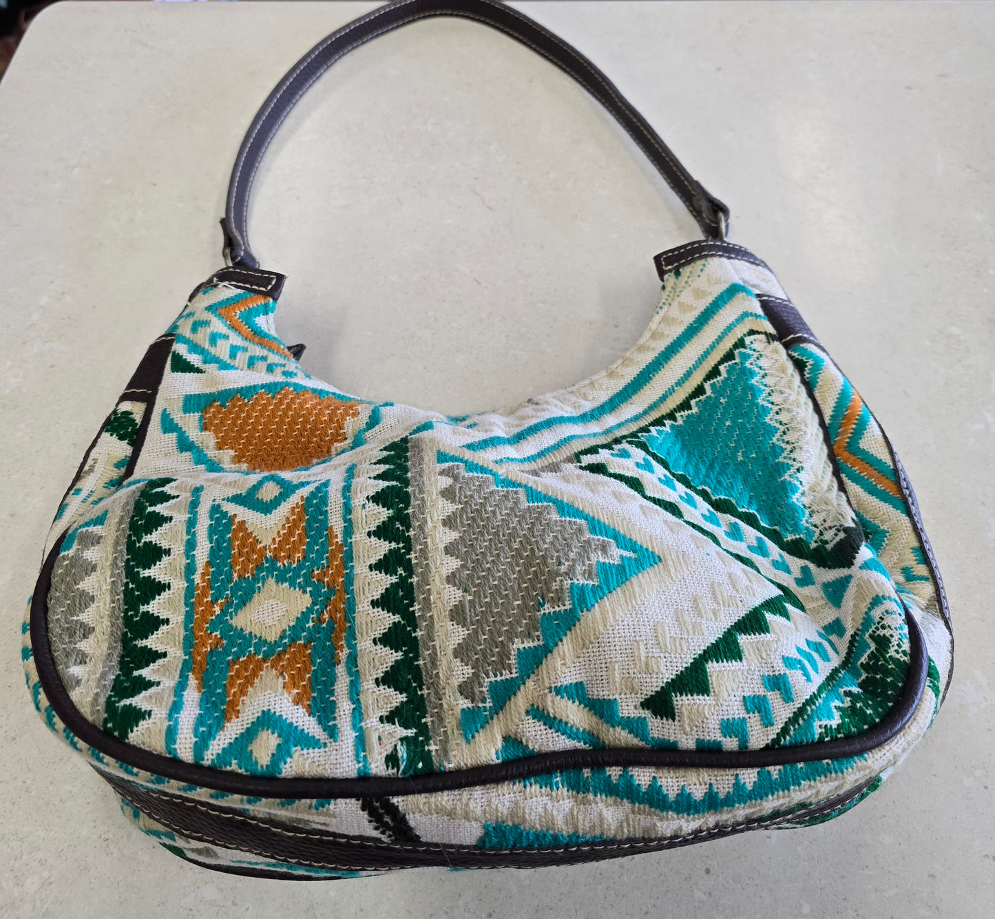 Green Tapestry & leather bag