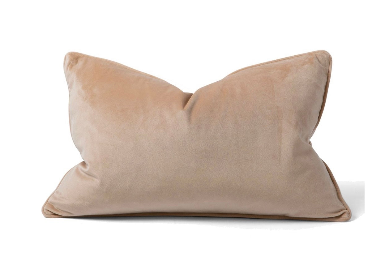 Carla Lumber Feather Cushion - Nude