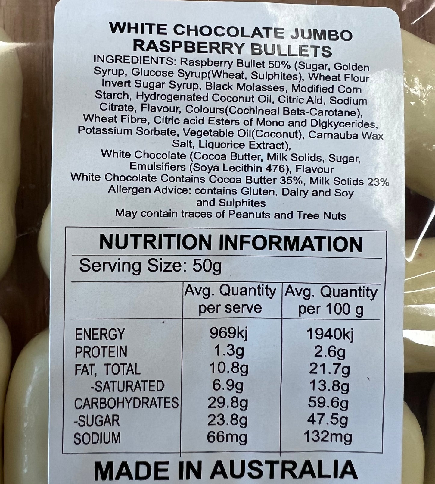 White Chocolate Jumbo Raspberry Liquorice Bullets