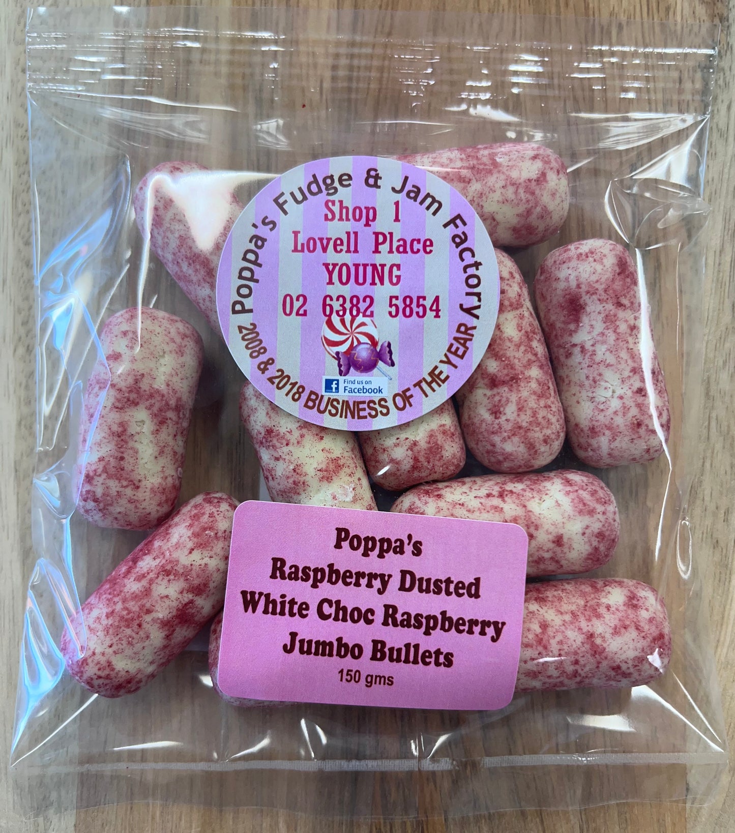 Raspberry Dusted White Chocolate Raspberry Jumbo Bullets