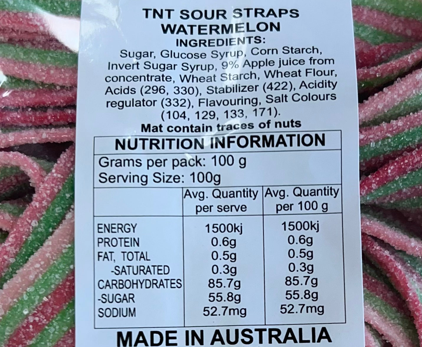 TNT Watermelon Sour Straps