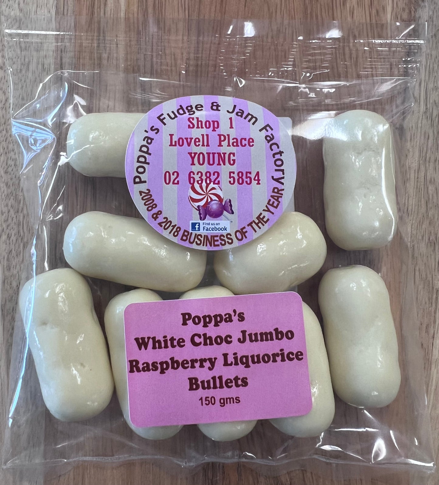 White Chocolate Jumbo Raspberry Liquorice Bullets