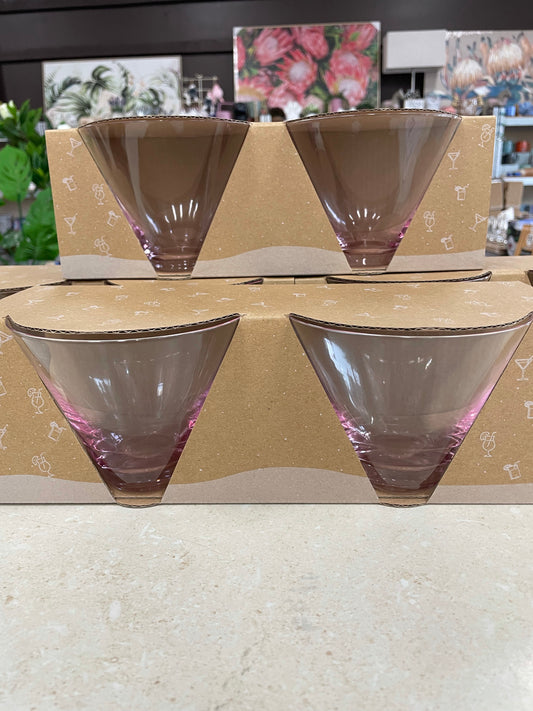 Set/2 Cocktail Glasses - Pink Glass