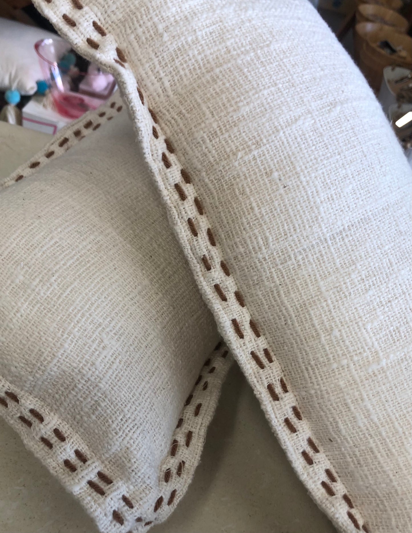 Cush Blanket Stitch Latte Cushion