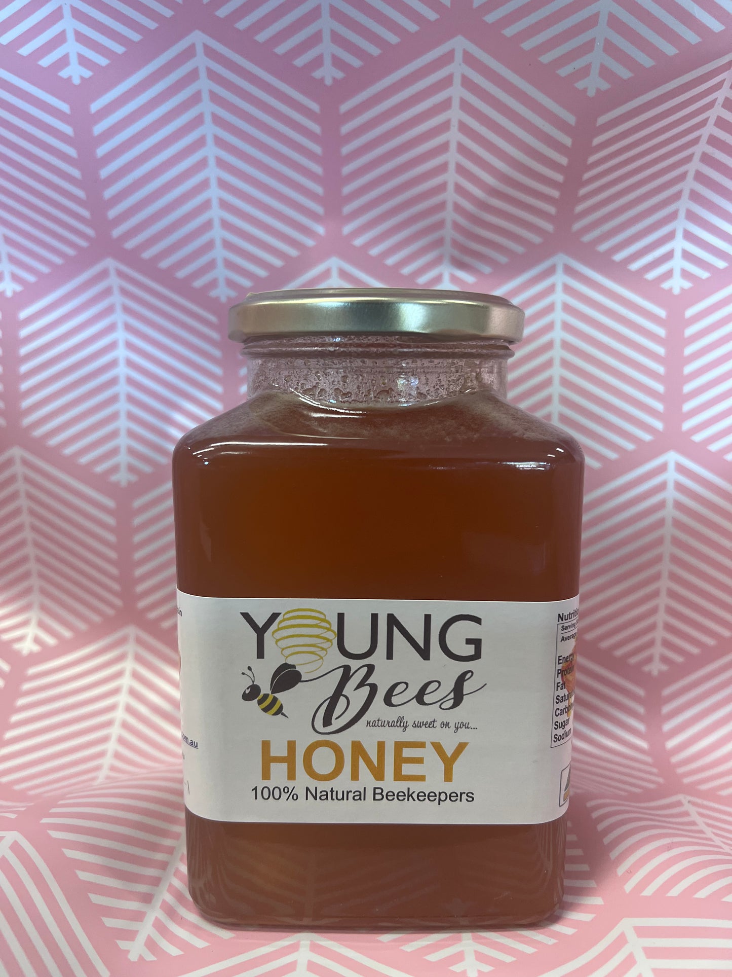 1kg Glass Square Jar Honey