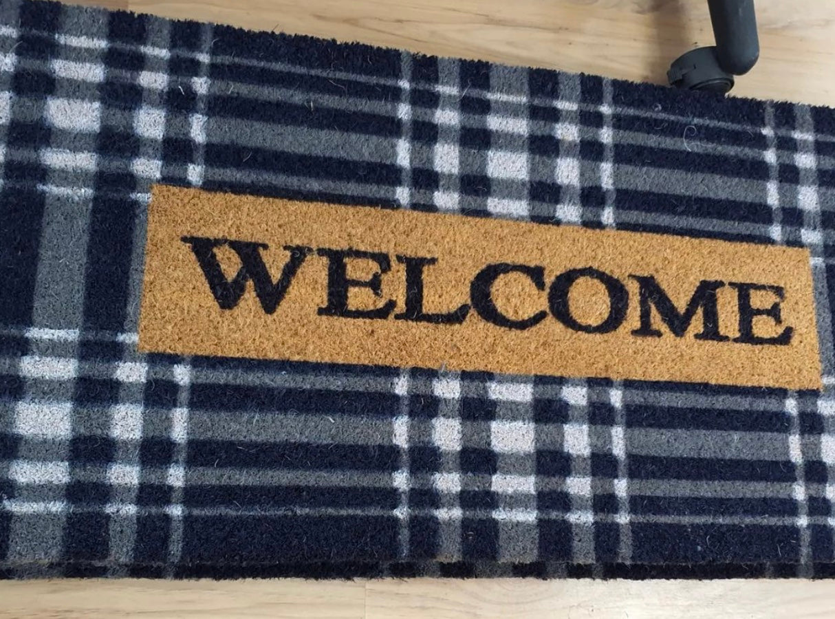 ‘Welcome’ blue Doormat