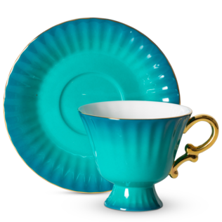 Ombre Opulence Cup And Saucer Peacock